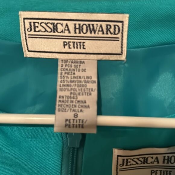 Jessica Howard Linen Blend 2 Pc Embroidered Dress Set Size 8 Petite - Picture 5 of 8